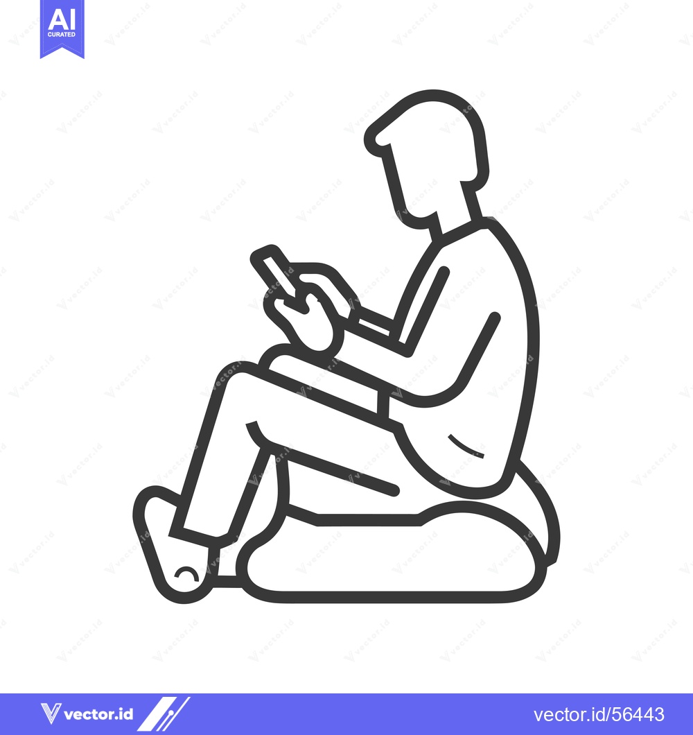 Premium Vector of Line Drawing of a Person Sitting and Using a Phone