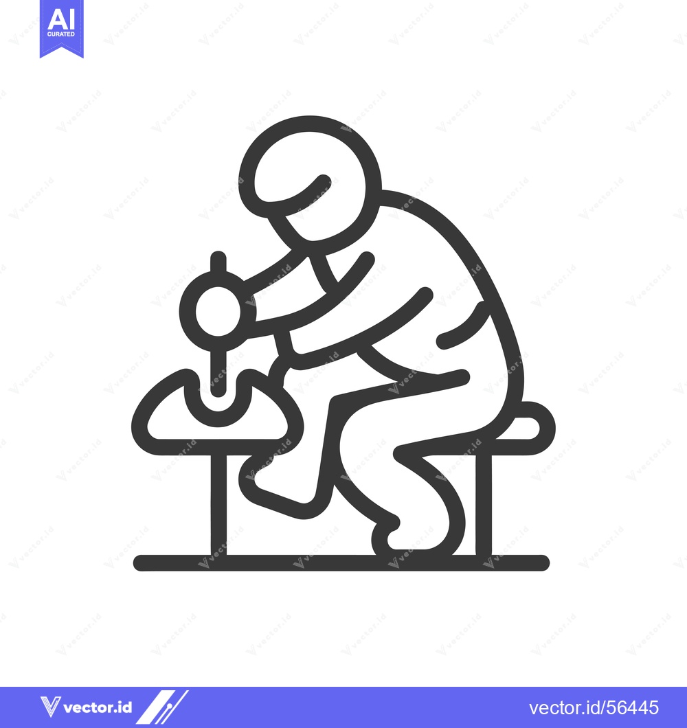 Premium Vector dari Line drawing of a person sitting and working on something