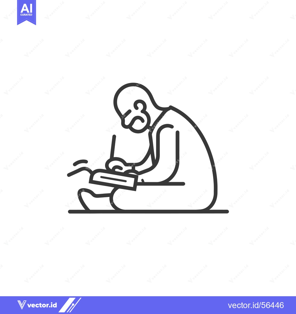 Premium Vector of Line Drawing of a Person Sitting and Writing