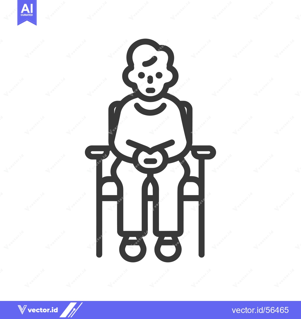 Premium Vector dari Line drawing of a person sitting on a chair with their arms crossed.