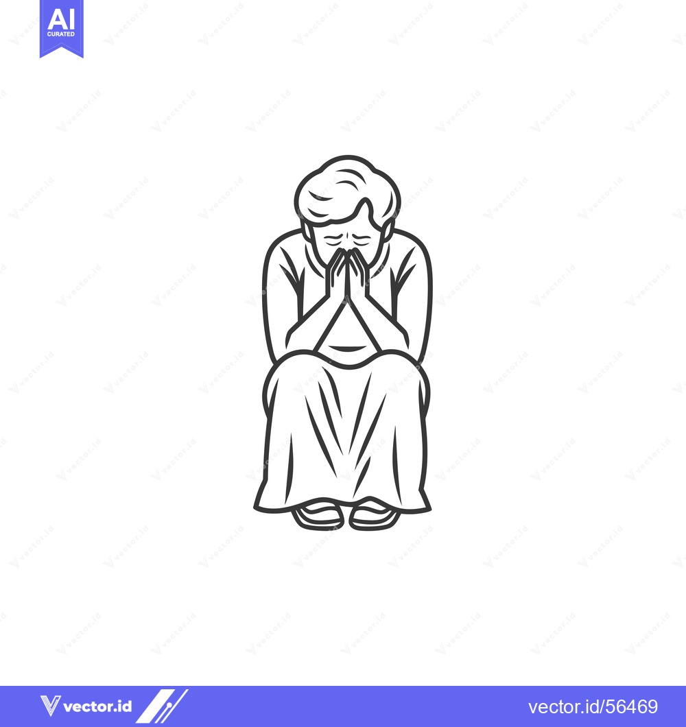 Premium Vector of Line drawing of a person sitting with their head in their hands