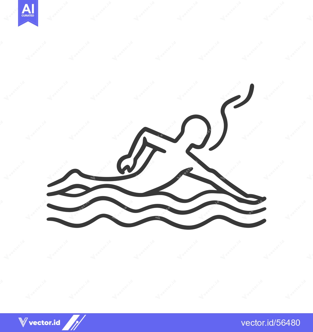 Premium Vector of Line drawing of a person swimming in waves