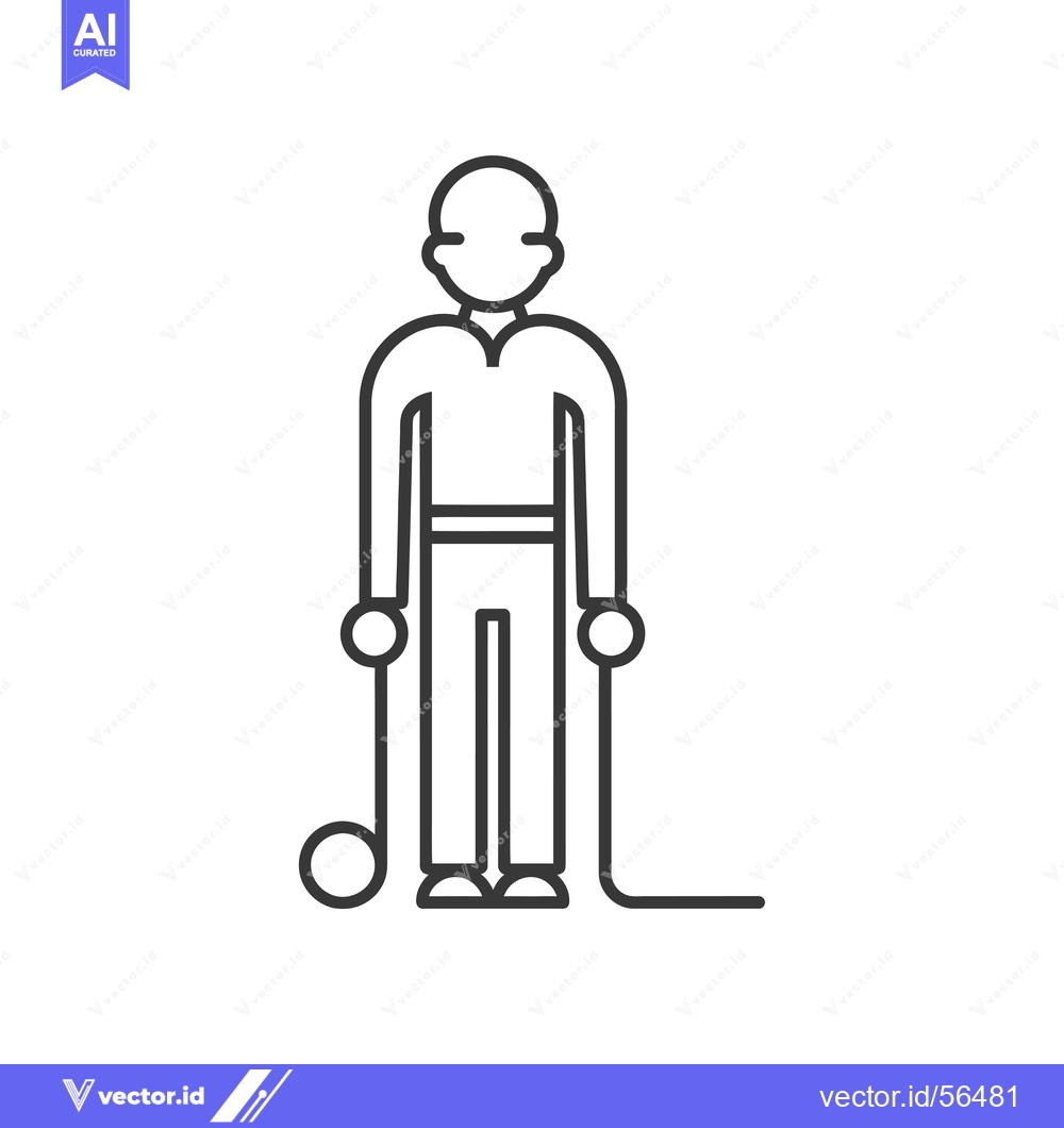 Premium Vector of Line Drawing of a Person Using a Cane