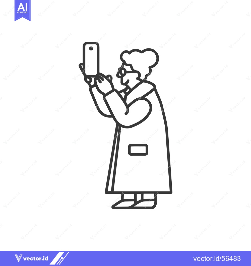 Premium Vector dari Line Drawing of a Person Using a Smartphone