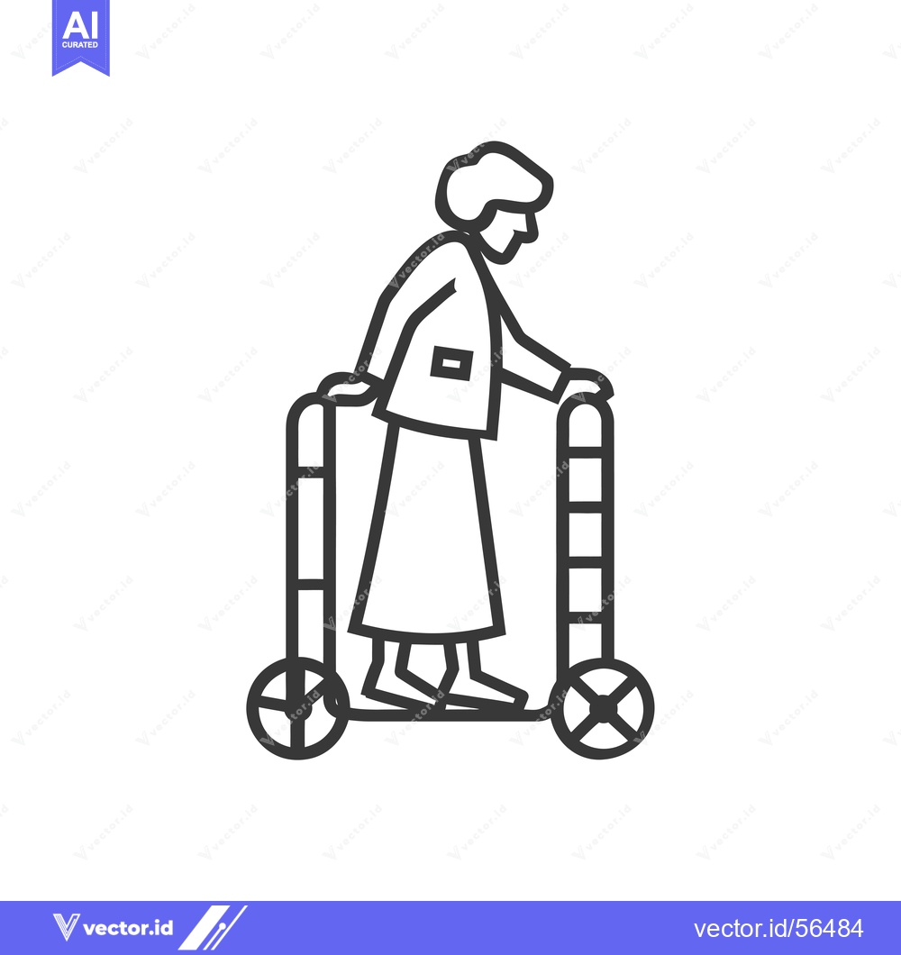 Premium Vector dari Line Drawing of a Person Using a Walker