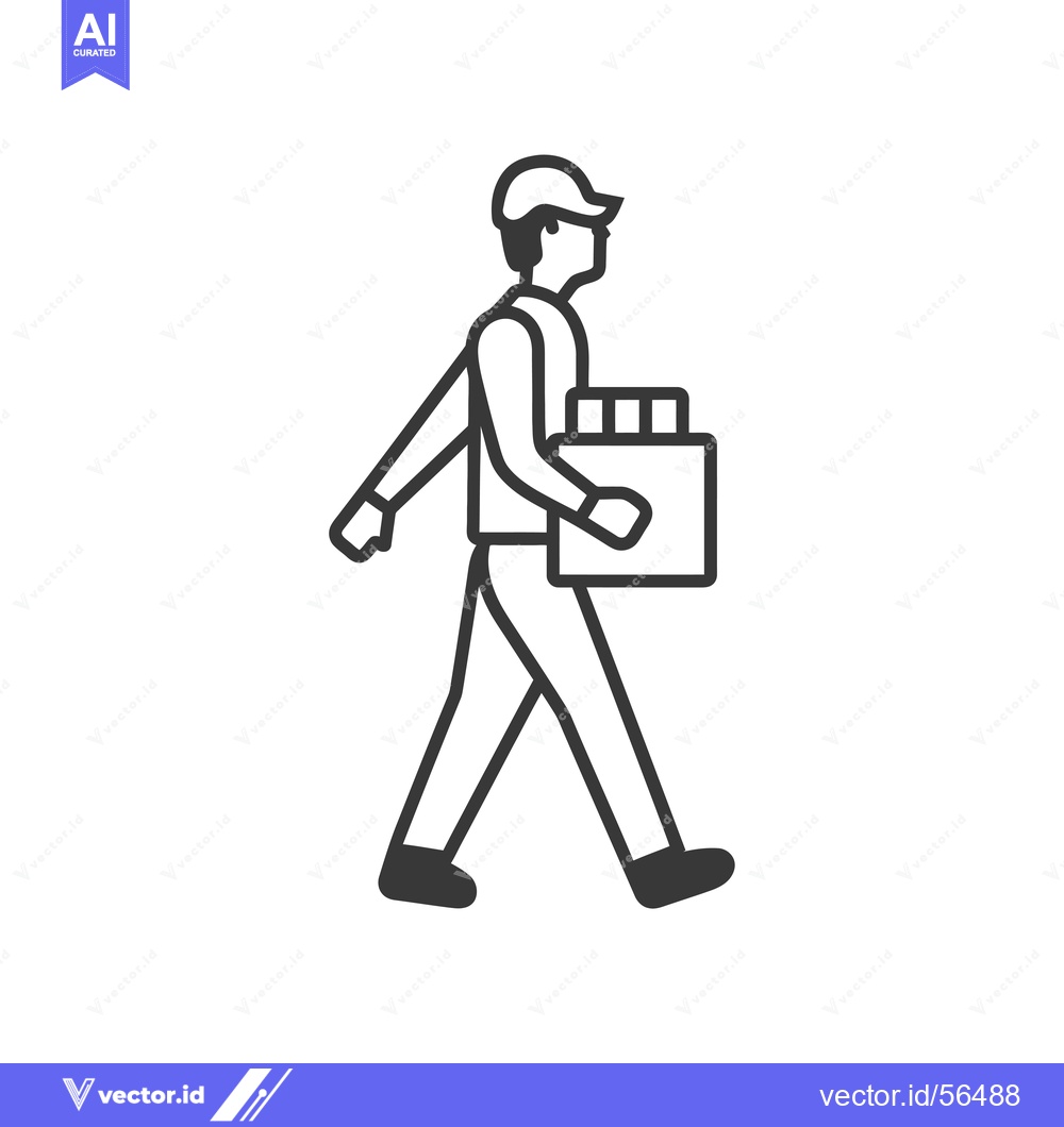 Premium Vector dari Line Drawing of a Person Walking and Carrying a Box