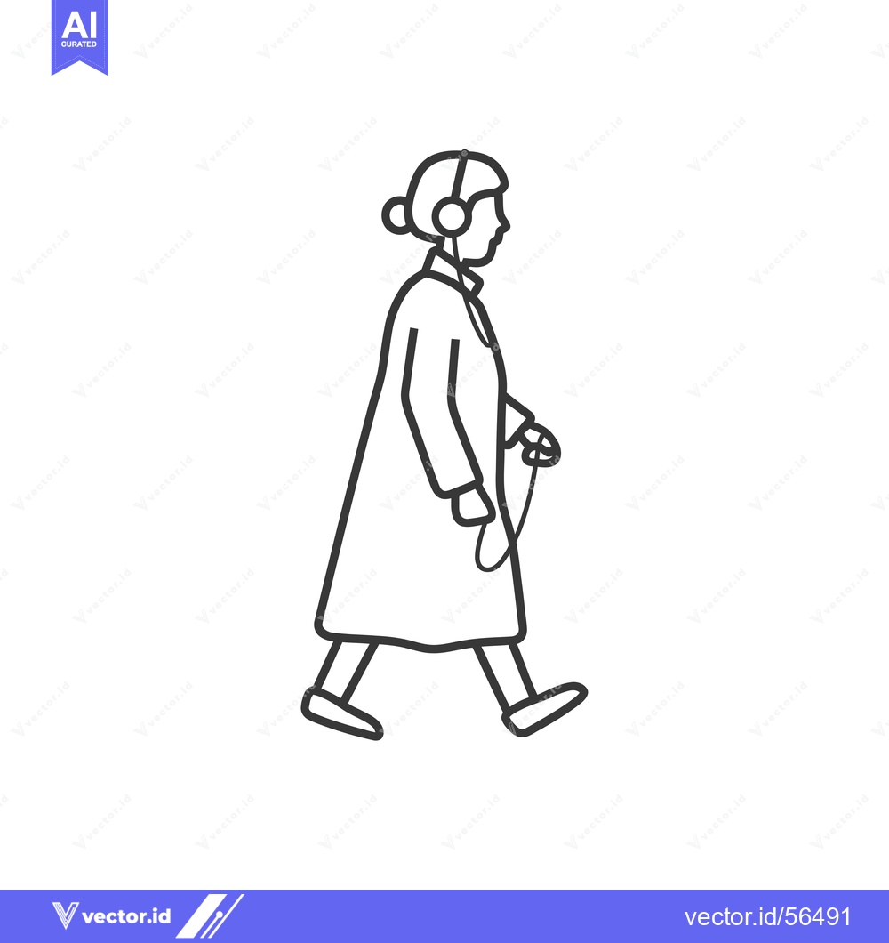 Premium Vector of Line drawing of a person walking while listening to music