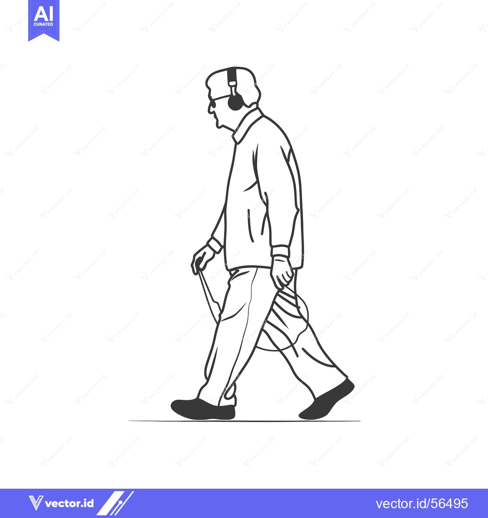 Premium Vector dari Line Drawing of a Person Walking While Wearing Headphones