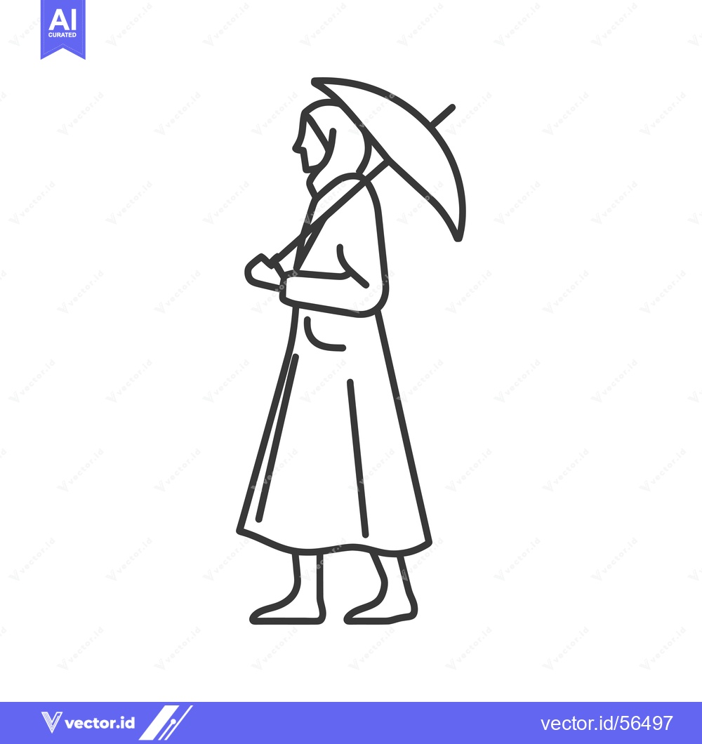 Premium Vector of Line drawing of a person walking with an umbrella