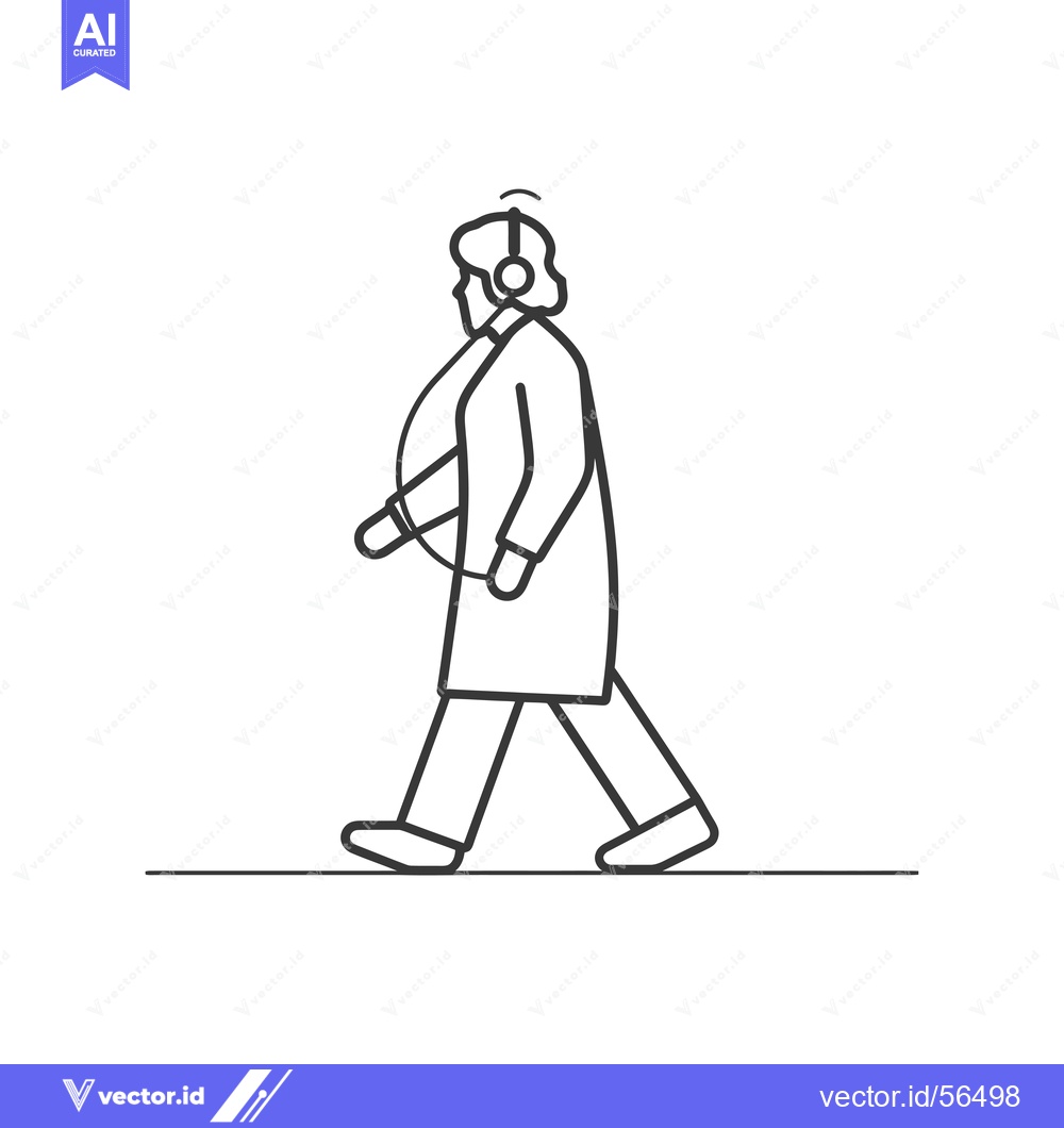 Premium Vector of Line drawing of a person walking with headphones