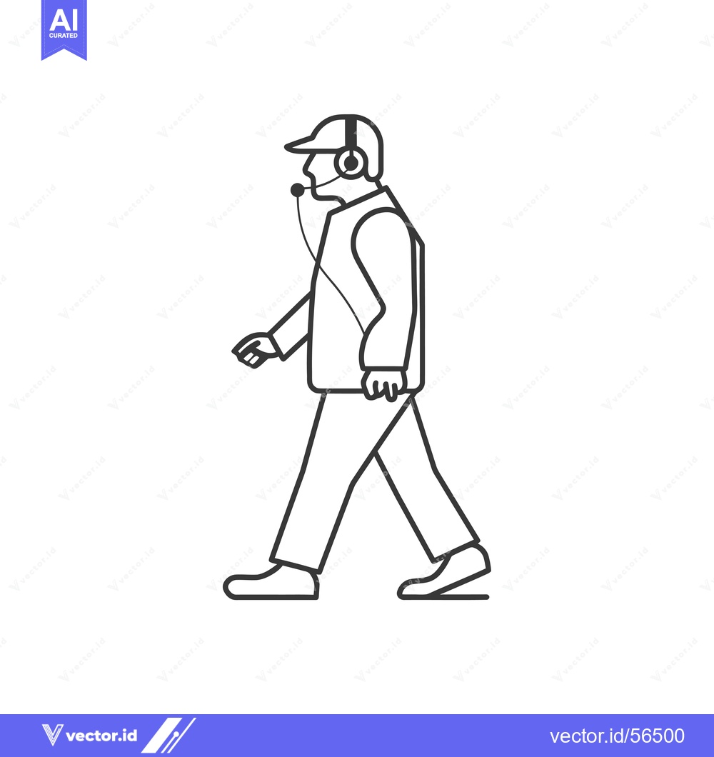 Premium Vector dari Line Drawing of a Person Walking with Headphones