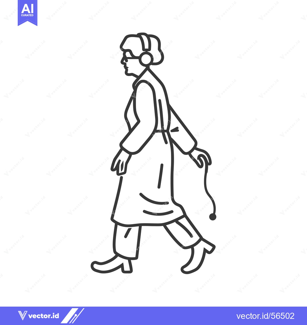 Premium Vector dari Line drawing of a person walking with headphones on