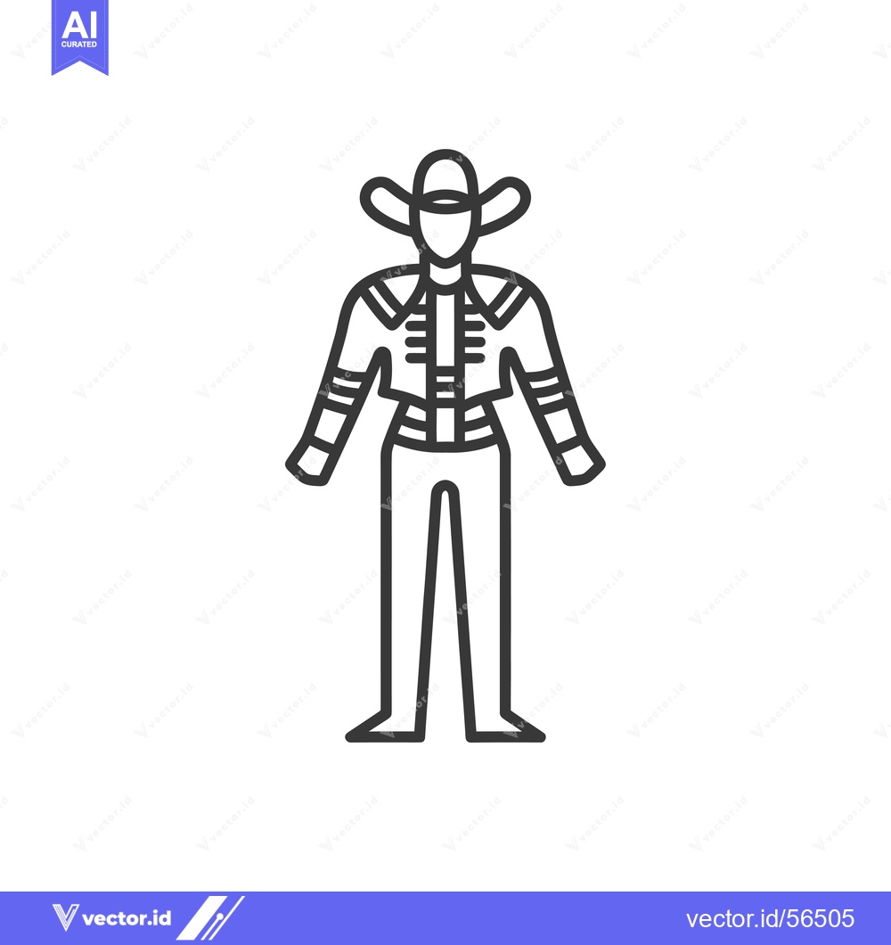Premium Vector dari Line Drawing of a Person Wearing a Cowboy Hat and Western-Style Jacket