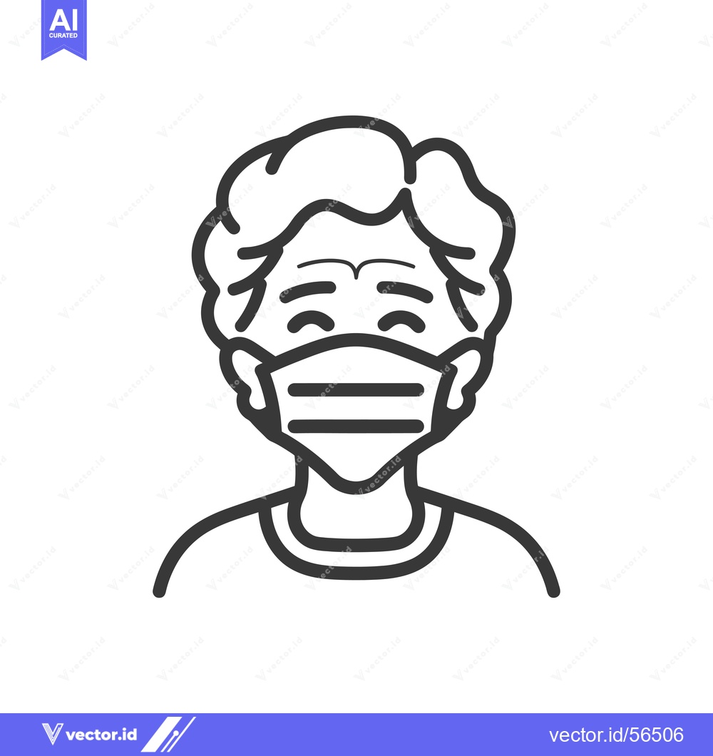 Premium Vector of Line drawing of a person wearing a face mask
