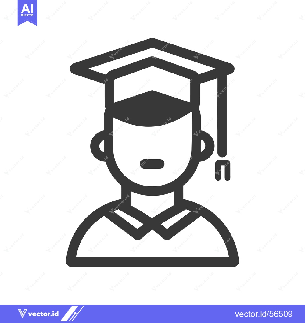 Premium Vector dari Line drawing of a person wearing a graduation cap