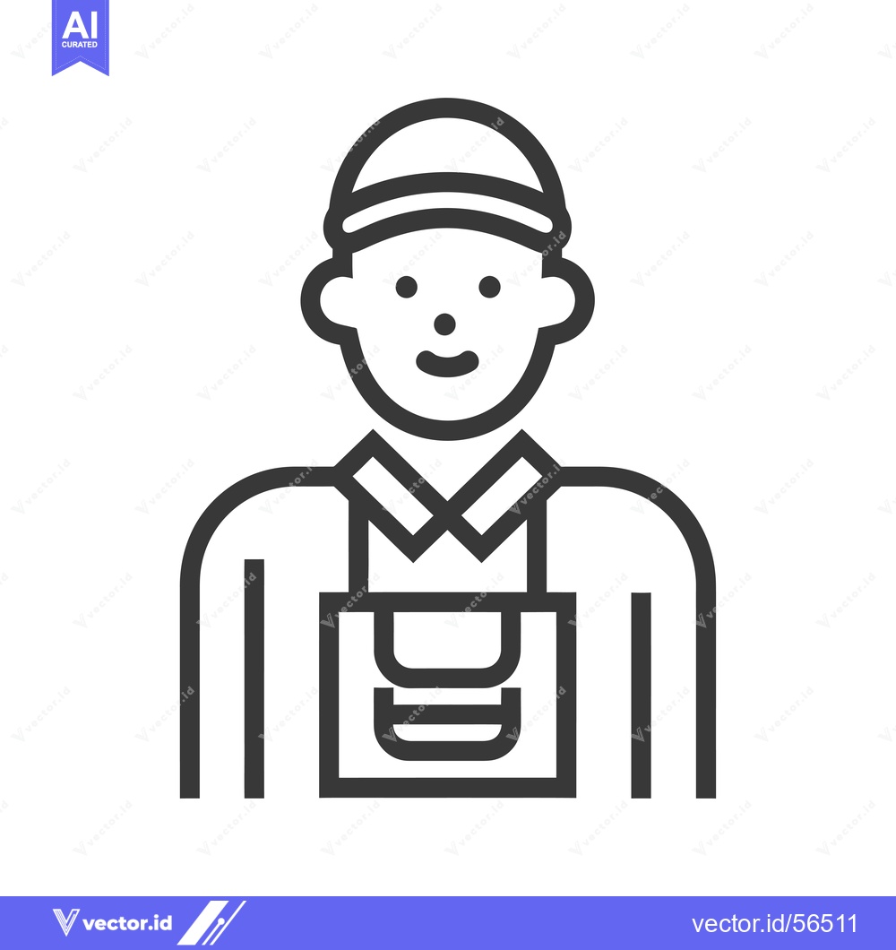 Premium Vector of Line drawing of a person wearing a hat and an apron