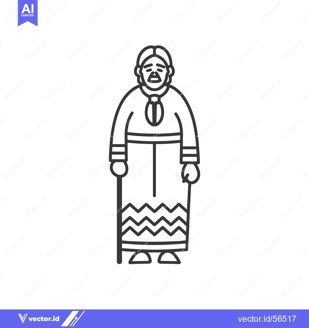 Premium Vector of Line Drawing of a Person Wearing a Long Robe and Holding a Cane