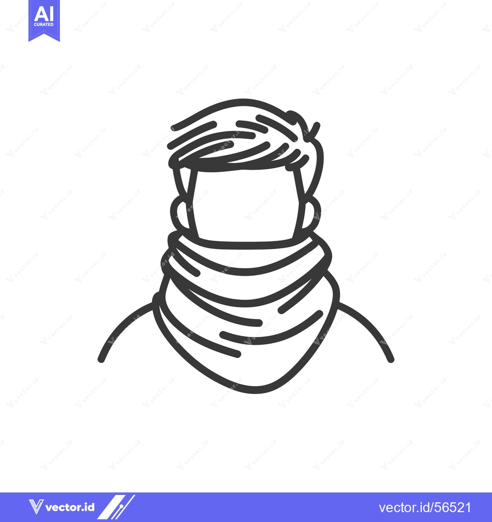 Premium Vector of Line Drawing of a Person Wearing a Scarf