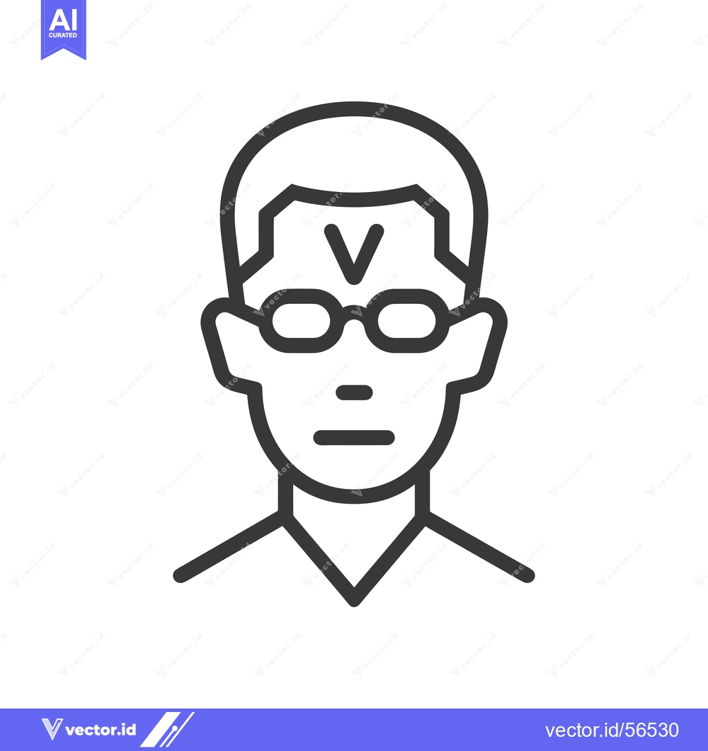 Premium Vector of Line Drawing of a Person Wearing Glasses and a V on their Forehead