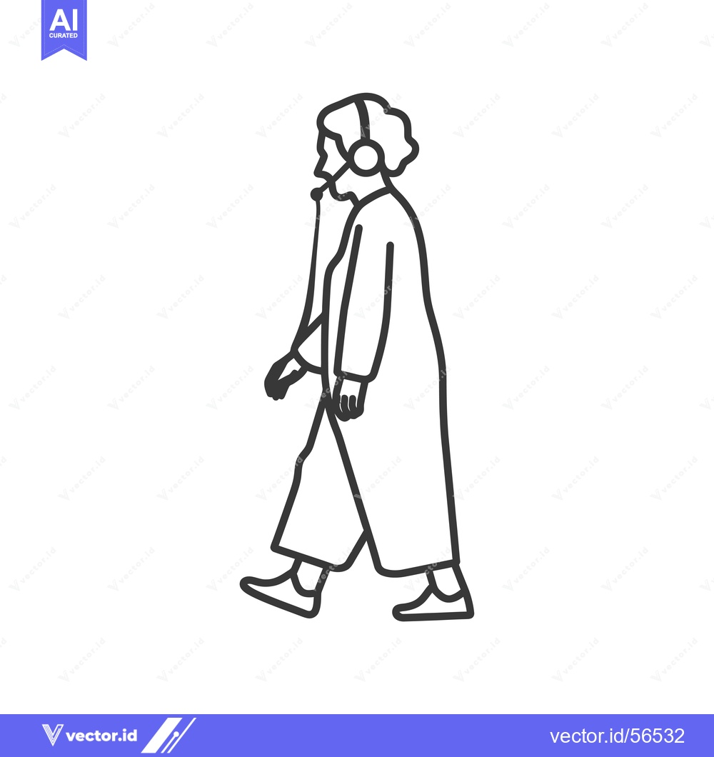 Premium Vector of Line drawing of a person wearing headphones and walking