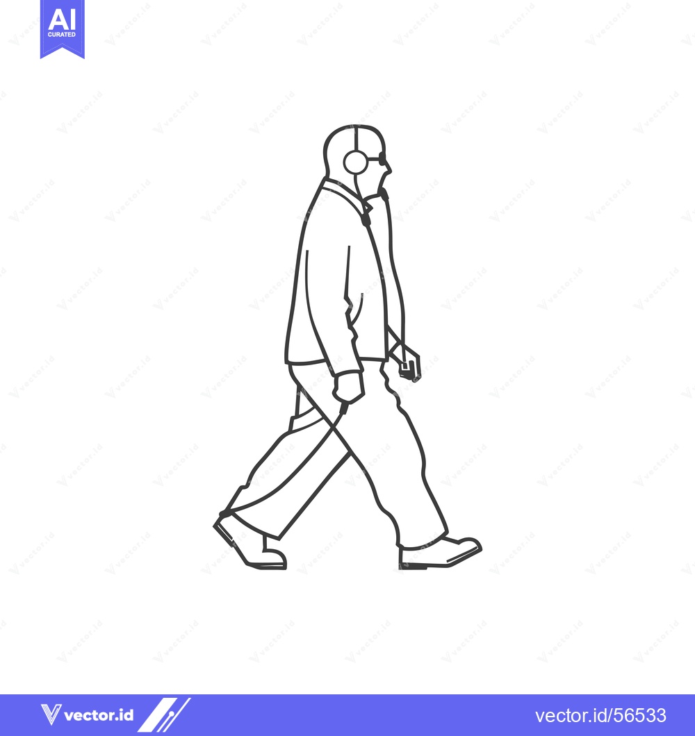 Premium Vector of Line drawing of a person wearing headphones and walking