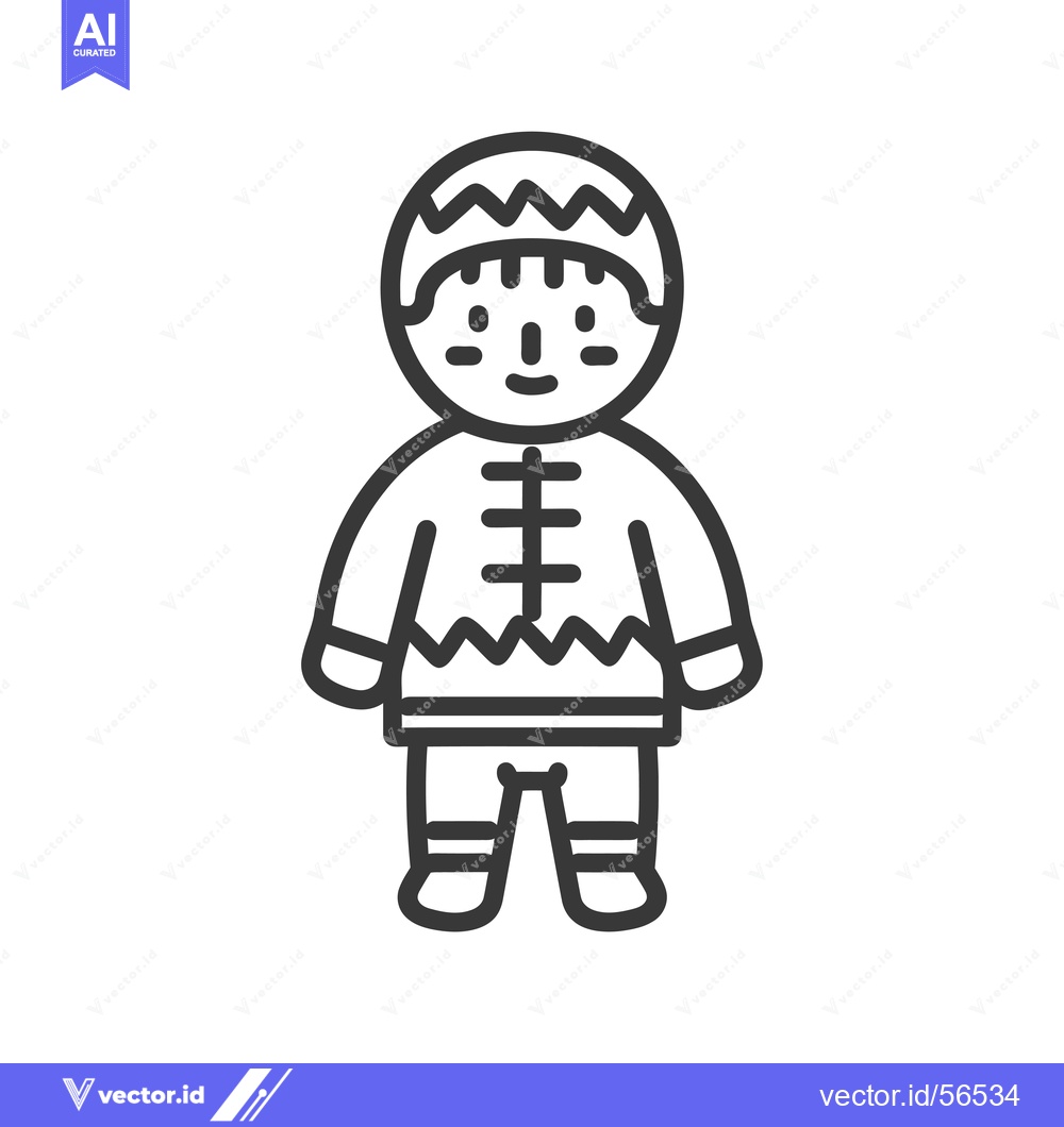 Premium Vector of Line Drawing of a Person Wearing Traditional Clothing