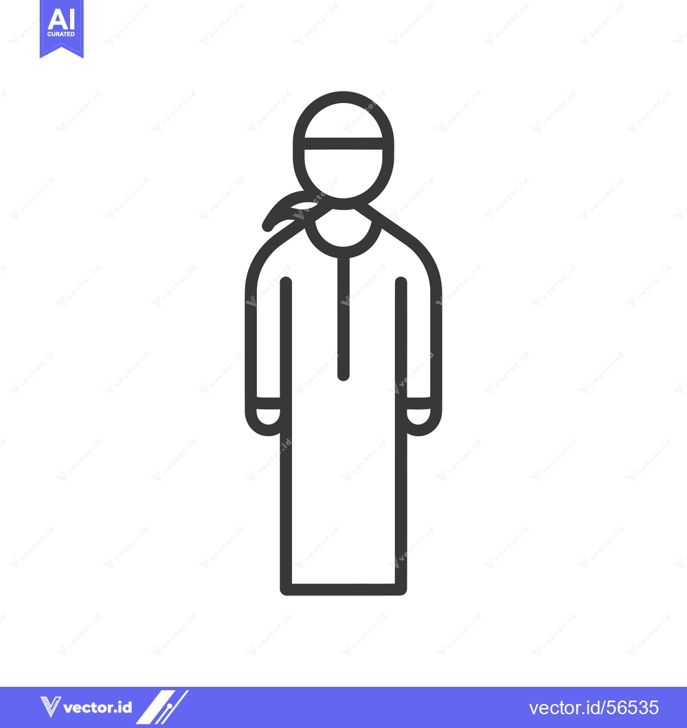 Premium Vector dari Line drawing of a person wearing traditional Islamic clothing