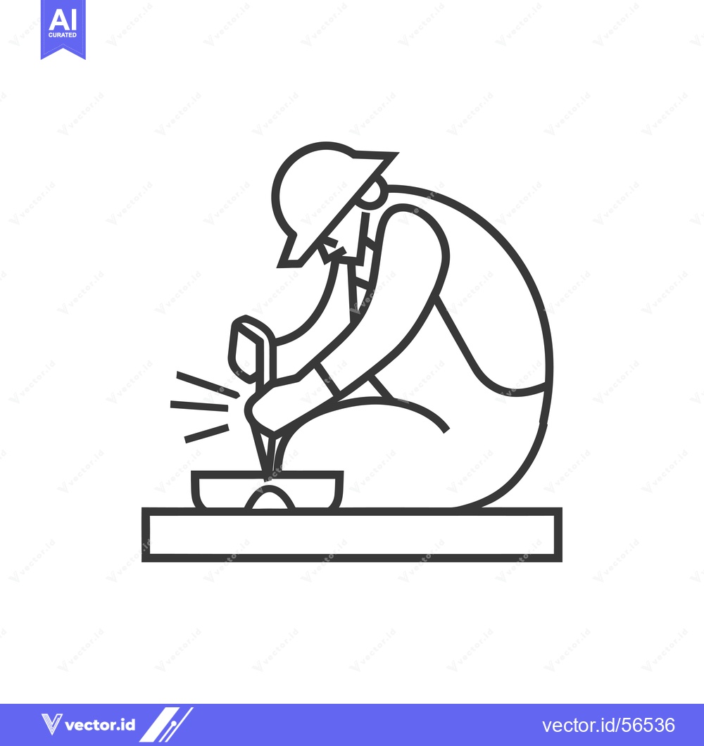 Premium Vector of Line drawing of a person welding a metal plate