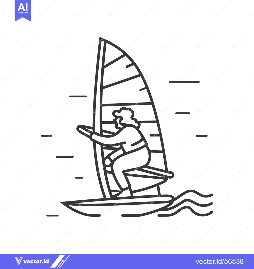 Premium Vector of Line Drawing of a Person Windsurfing