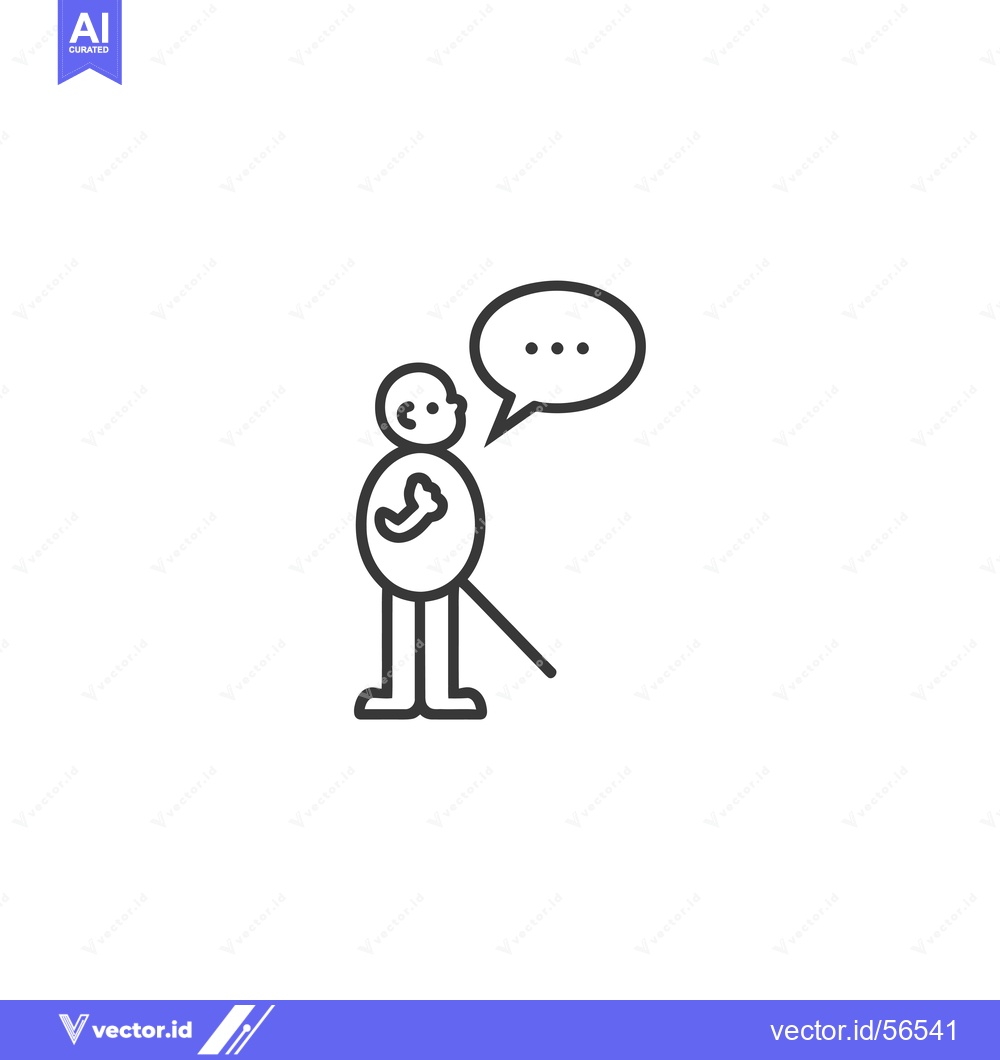 Premium Vector of Line drawing of a person with a cane speaking