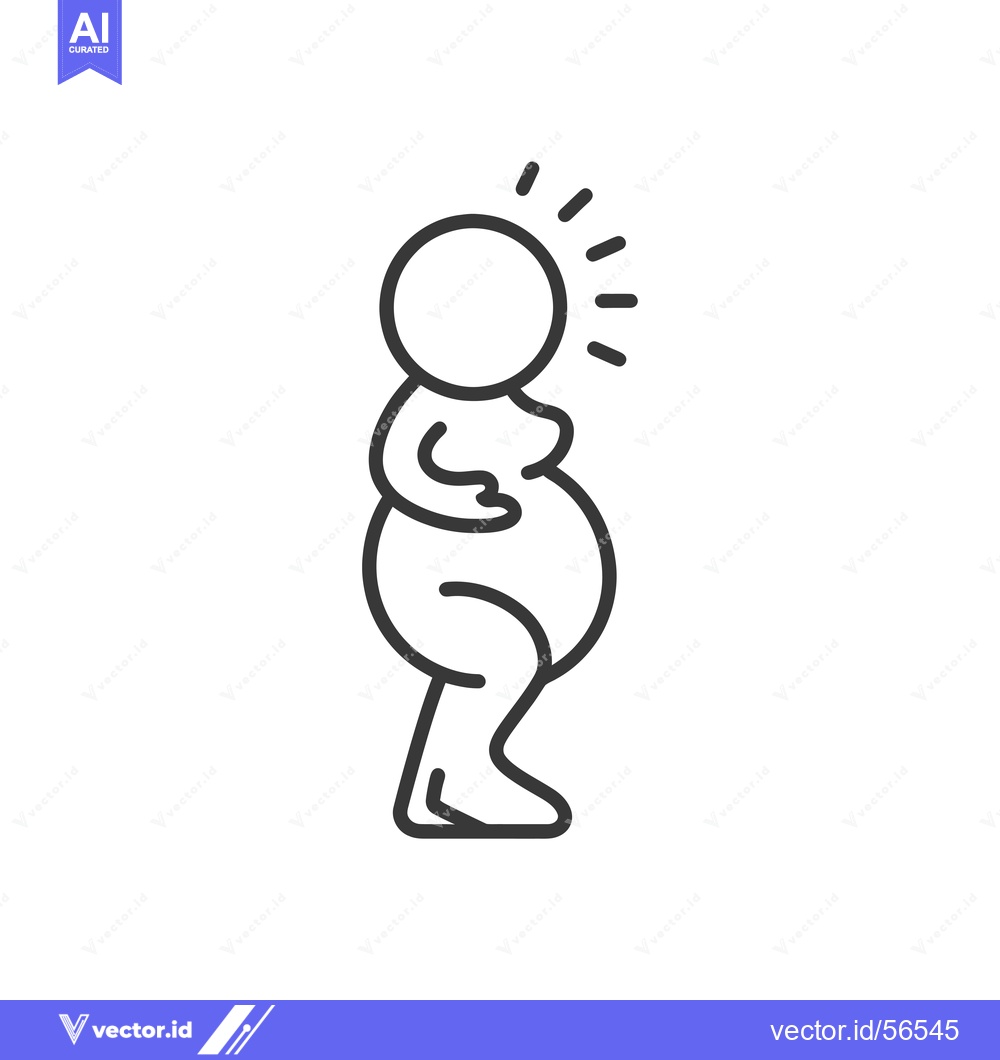 Premium Vector dari Line drawing of a person with a large belly and a surprised expression