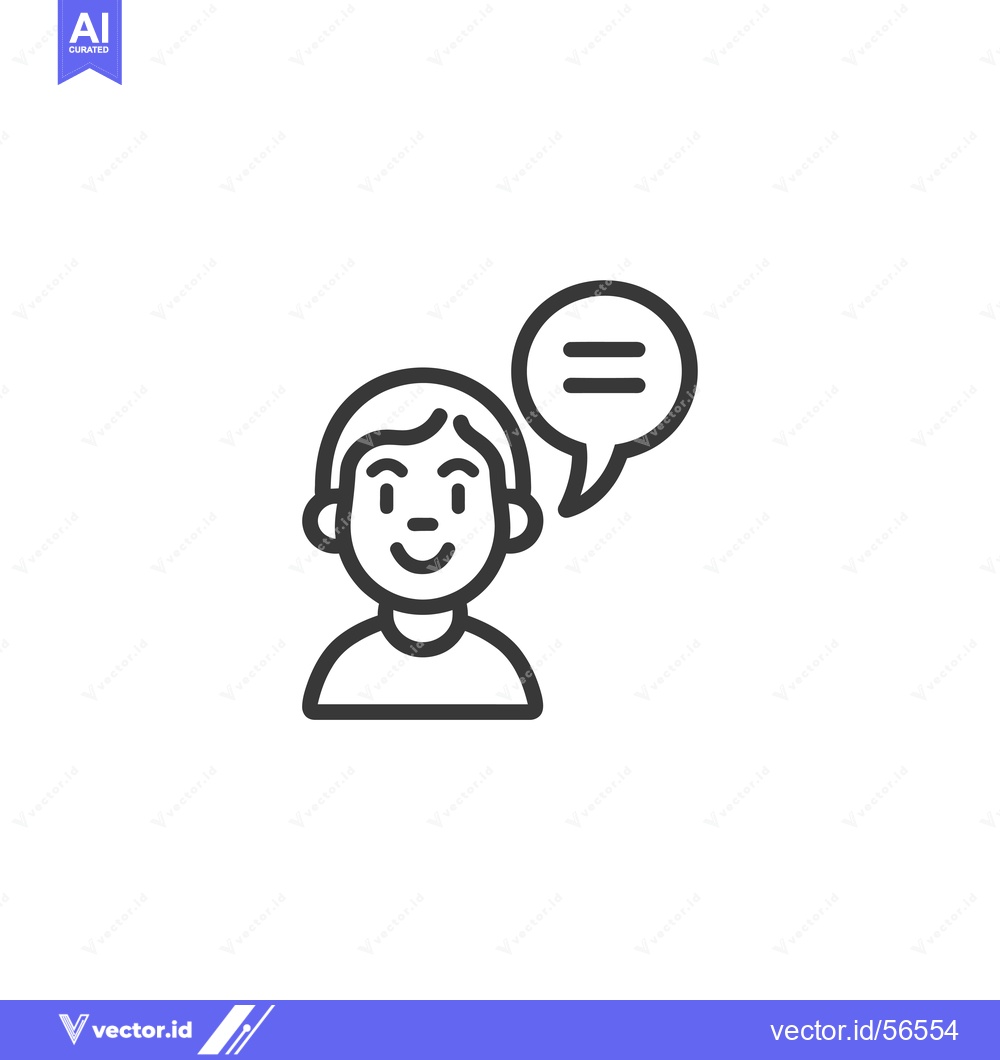 Premium Vector of Line drawing of a person with a speech bubble