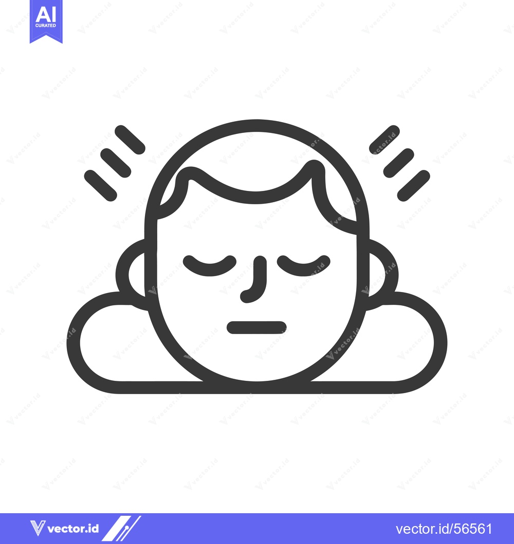 Premium Vector dari Line Drawing of a Person with Closed Eyes and a Thought Bubble