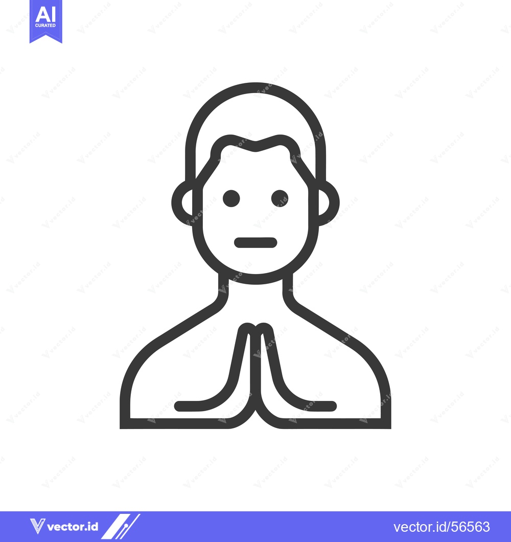 Premium Vector of Line drawing of a person with hands clasped in prayer