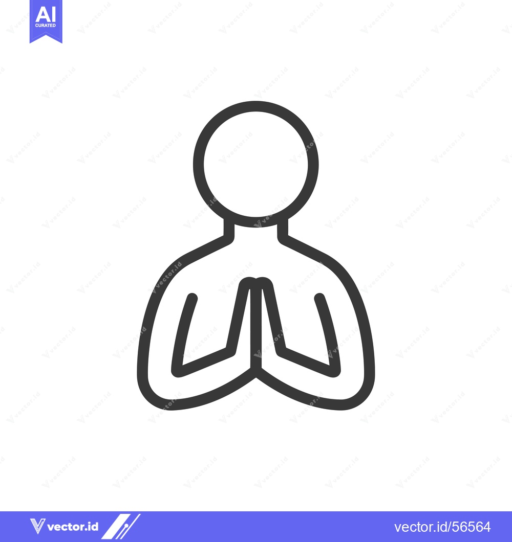 Premium Vector of Line drawing of a person with hands clasped in prayer