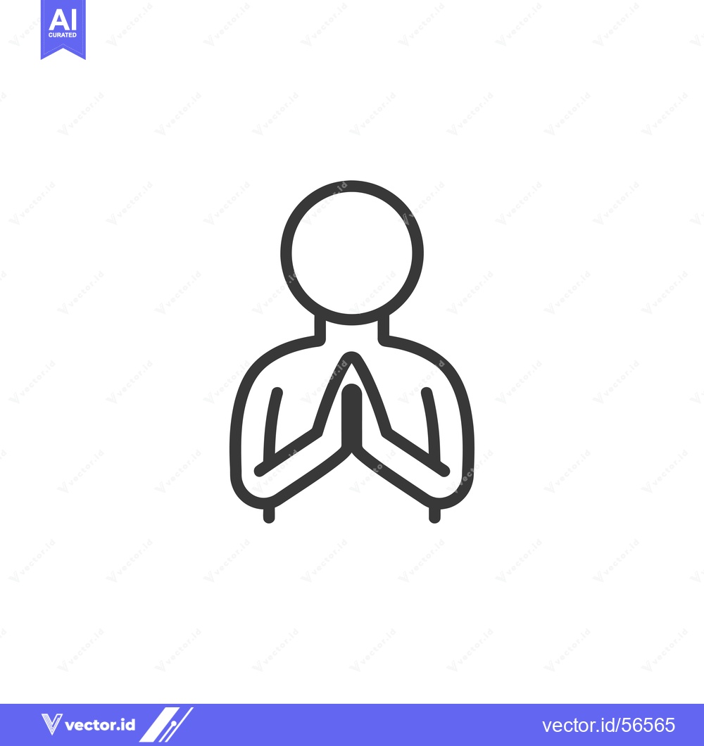 Premium Vector dari Line drawing of a person with hands clasped in prayer