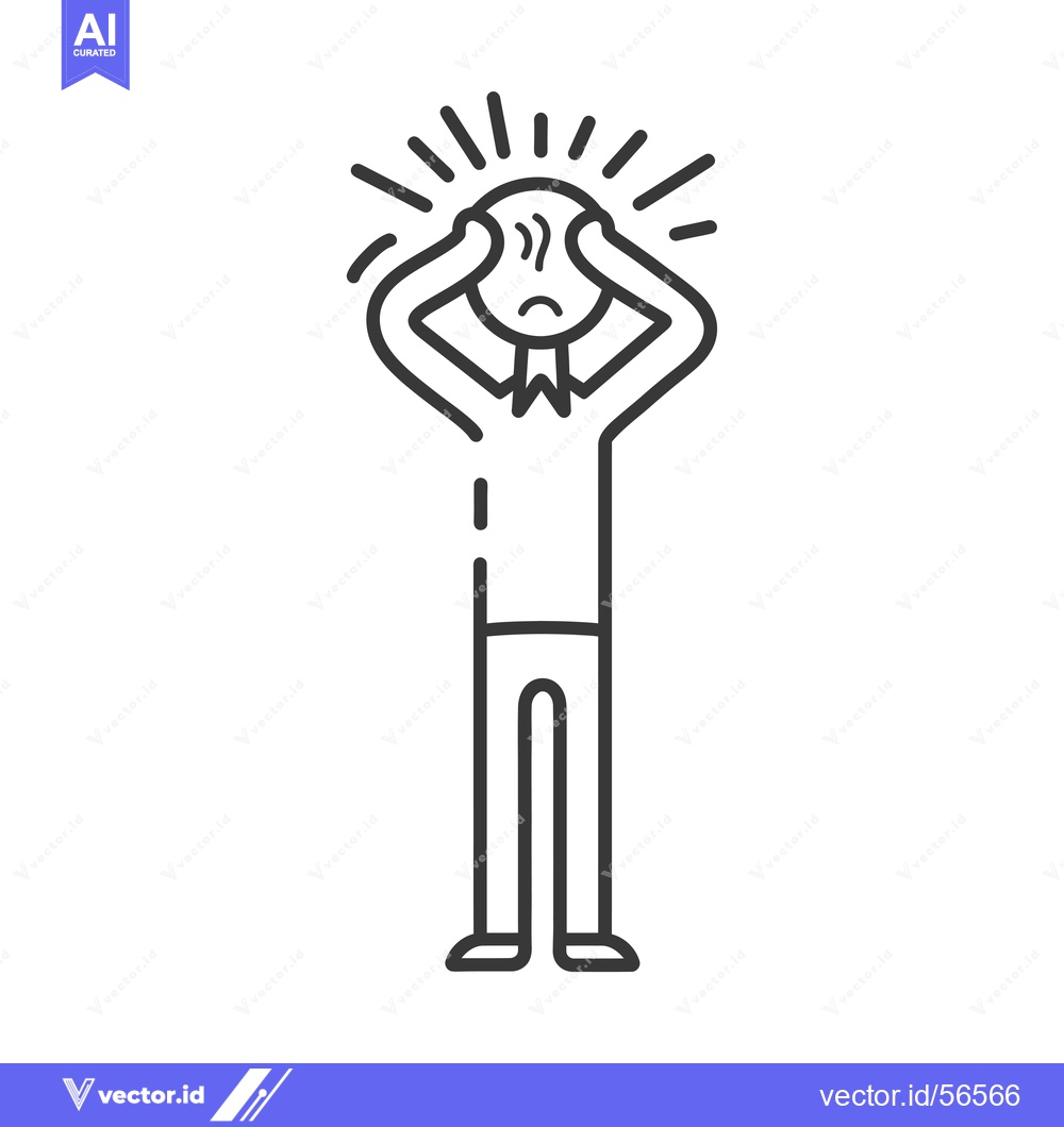 Premium Vector dari Line Drawing of a Person with Hands on Head, Stressed or in Pain