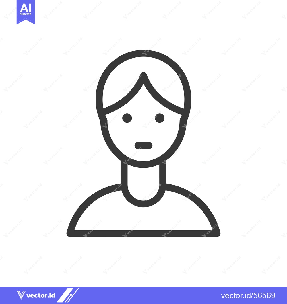 Premium Vector dari Line drawing of a person with short hair and a neutral expression