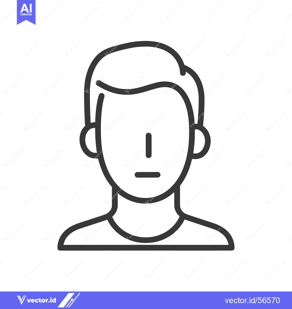 Premium Vector of Line Drawing of a Person with Short Hair and a Neutral Expression