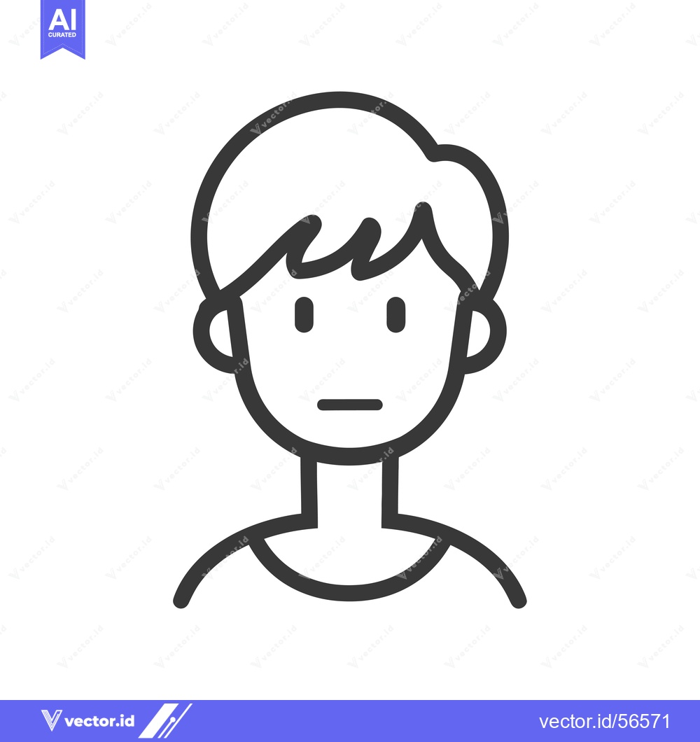 Premium Vector dari Line Drawing of a Person with Short Hair and a Neutral Expression