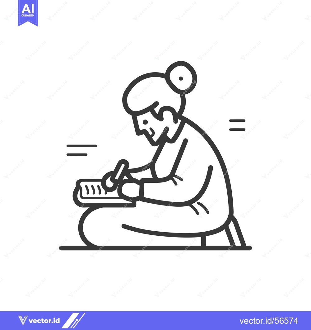 Premium Vector of Line Drawing of a Person Writing in a Seated Position