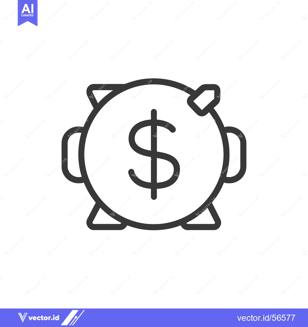 Premium Vector of Line Drawing of a Piggy Bank with a Dollar Sign