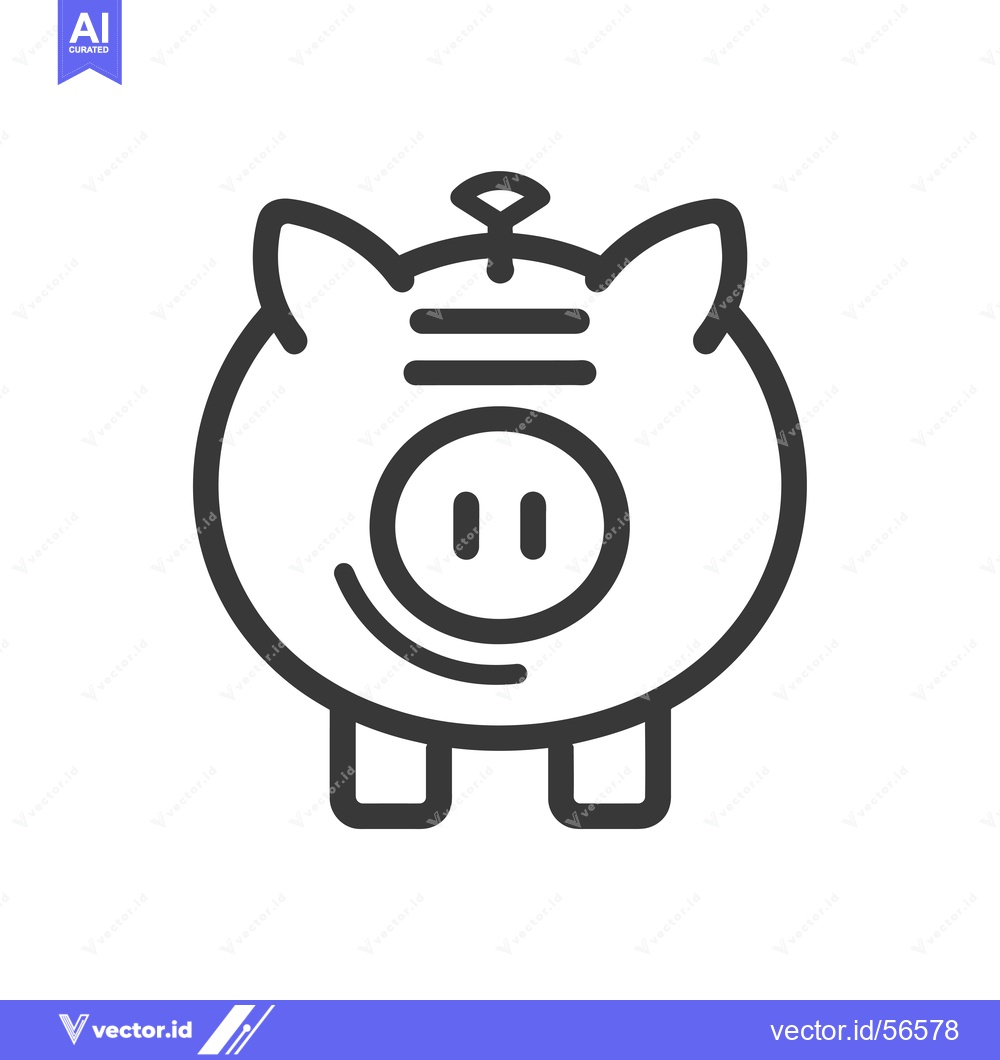 Premium Vector of Line Drawing of a Piggy Bank with a Slot