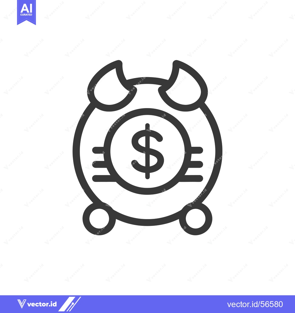 Premium Vector dari Line Drawing of a Piggy Bank with Horns and a Dollar Sign
