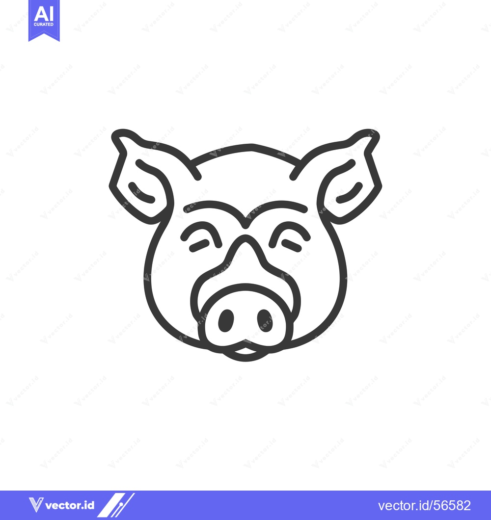 Premium Vector of Line drawing of a pig's face with closed eyes