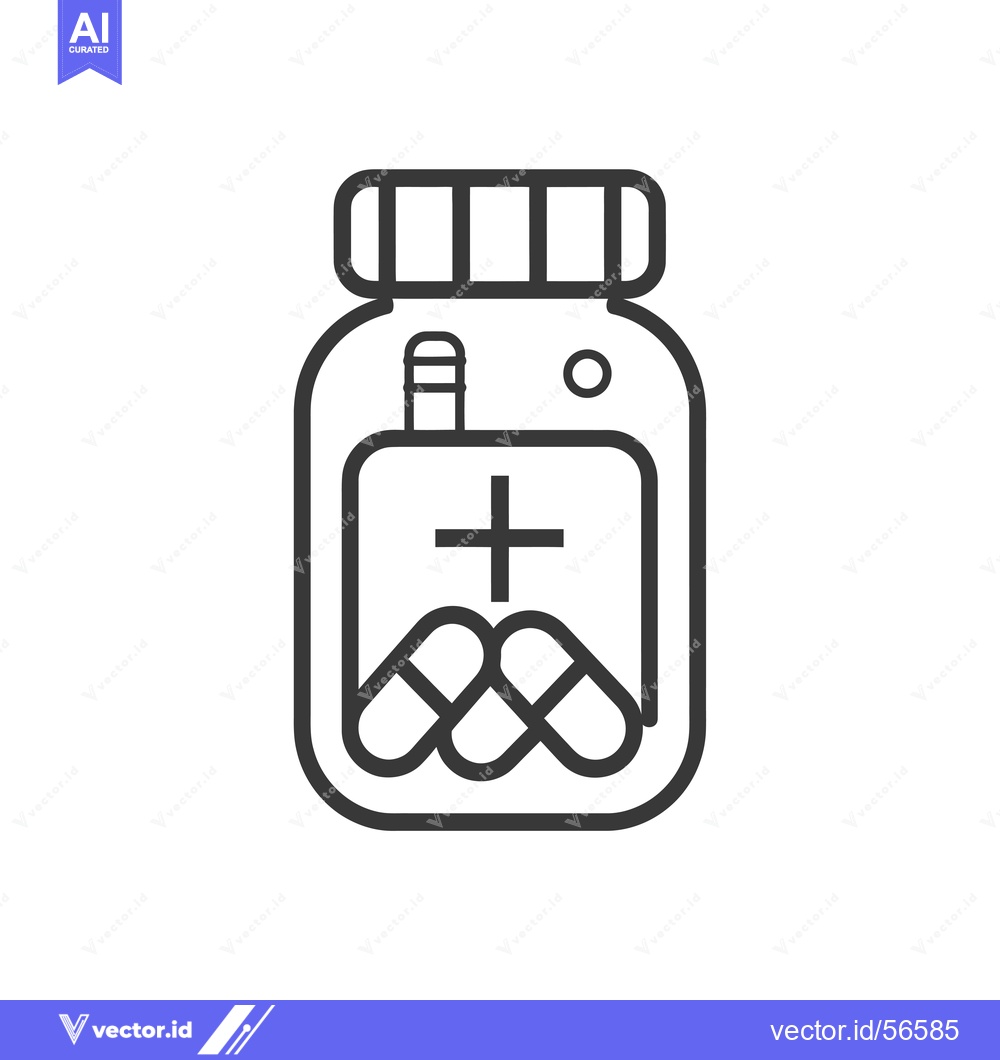 Premium Vector dari Line Drawing of a Pill Bottle with Pills Inside
