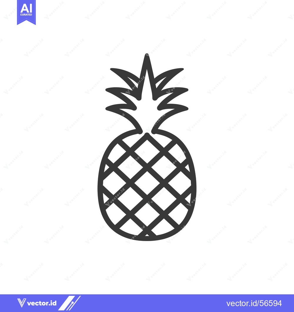 Premium Vector of Line Drawing of a Pineapple with a Spiky Top