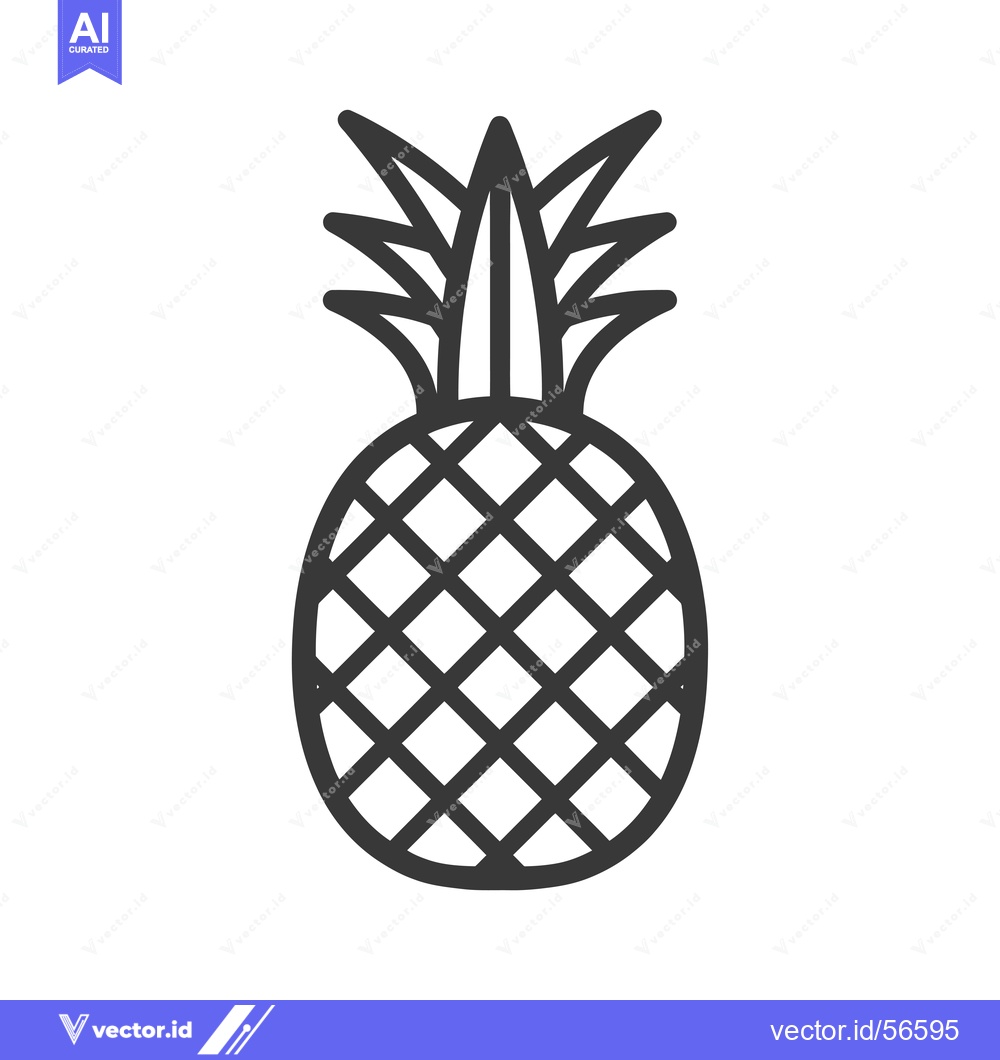 Premium Vector dari Line Drawing of a Pineapple with a Spiky Top and a Diamond Pattern