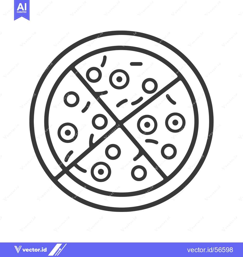 Premium Vector dari Line drawing of a pizza divided into four slices