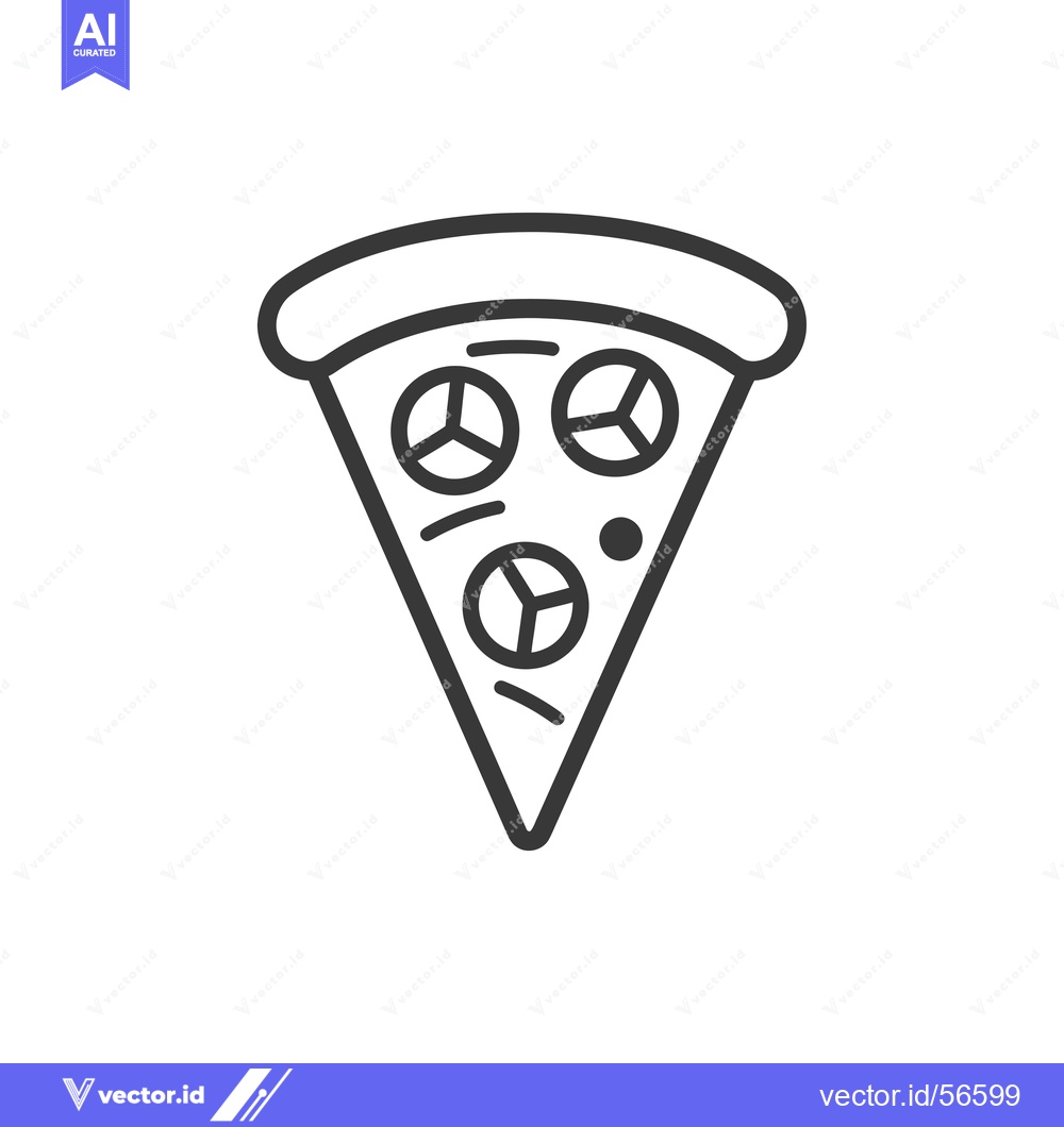 Premium Vector dari Line drawing of a pizza slice with three toppings
